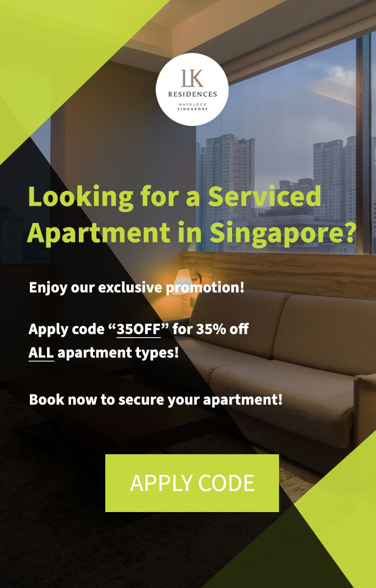 Sofa bed in serviced apartment in Singapore, apply code "35OFF" for 35% off your next stay.